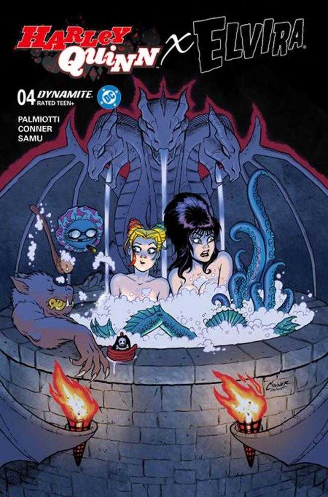 Harley Quinn X Elvira #4 Cover A Amanda Conner Hot Tub