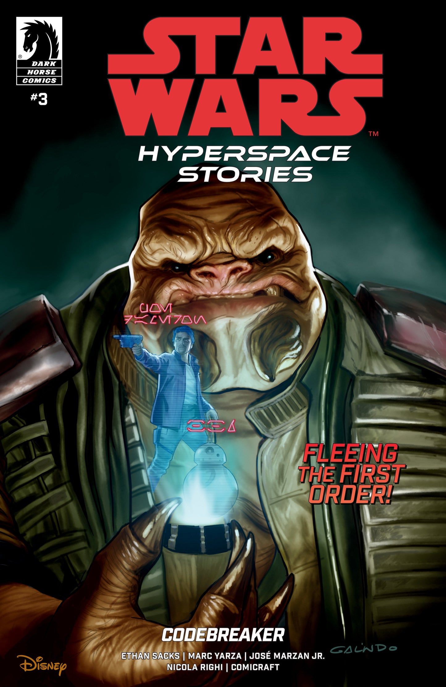 Comic book cover of 'Star Wars: Hyperspace Stories' featuring a character from the First Order.