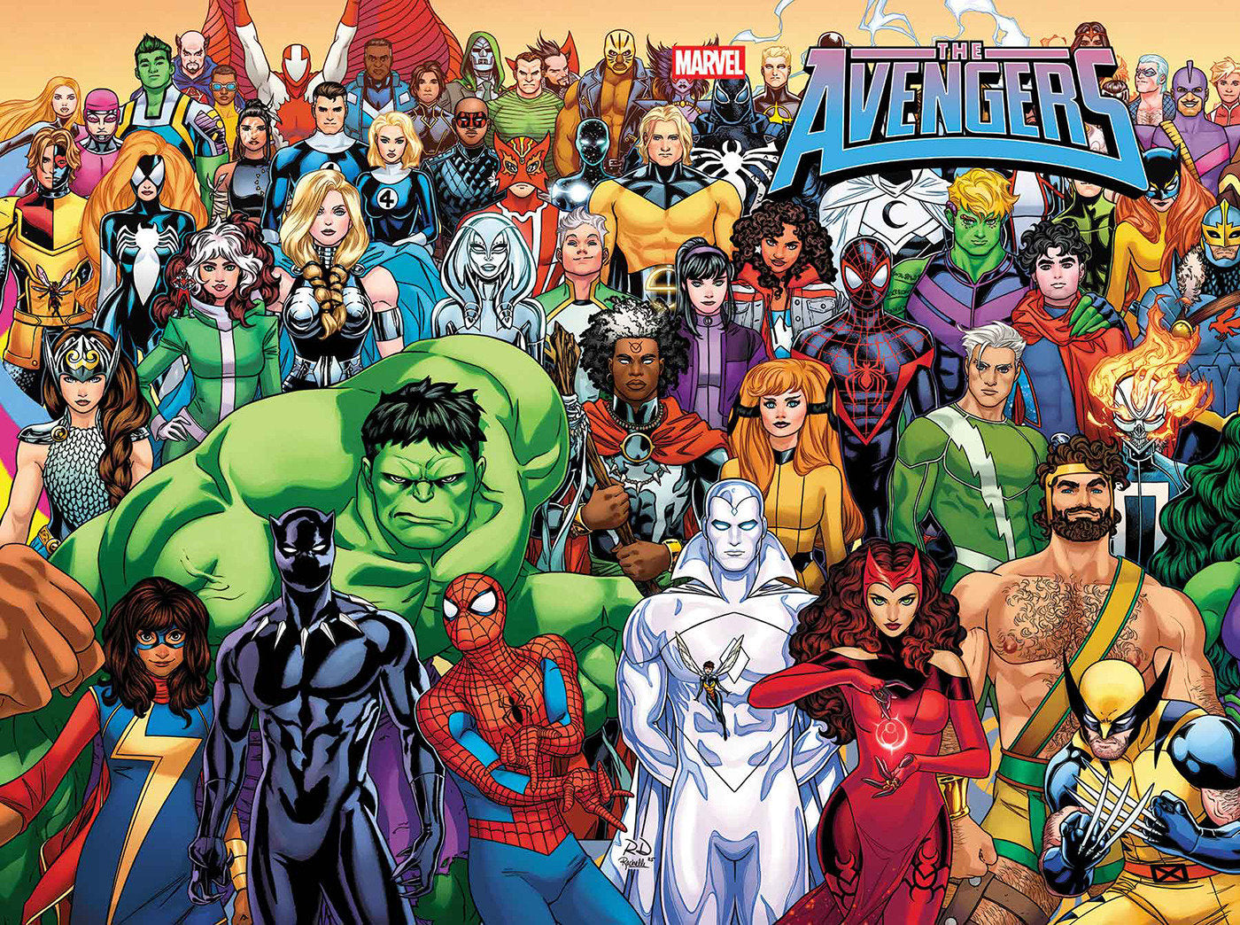 Group of Marvel superheroes with 'The Avengers' title