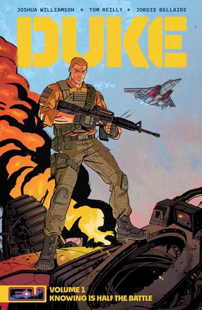Comic book cover featuring a soldier with a rifle, with 'DUKE' and 'Volume 1' text.