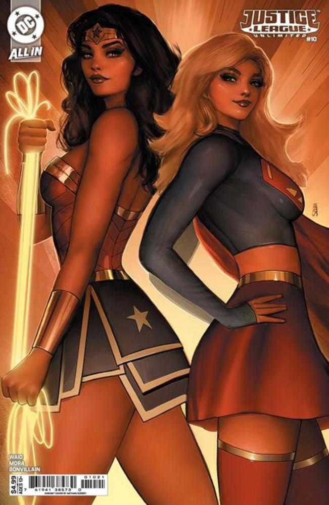 Comic book cover featuring two superheroines from Justice League