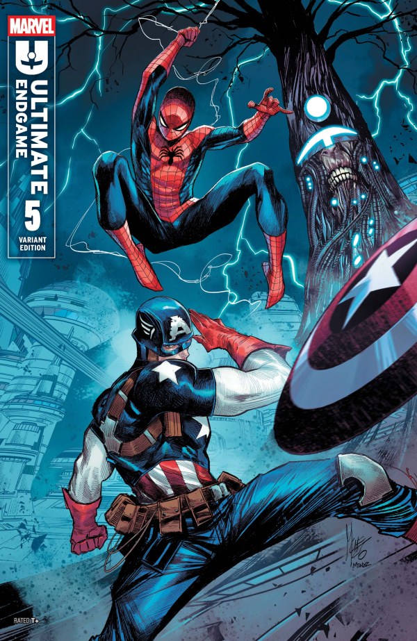 Comic book cover featuring Spider-Man and Captain America in action pose with Marvel logo.