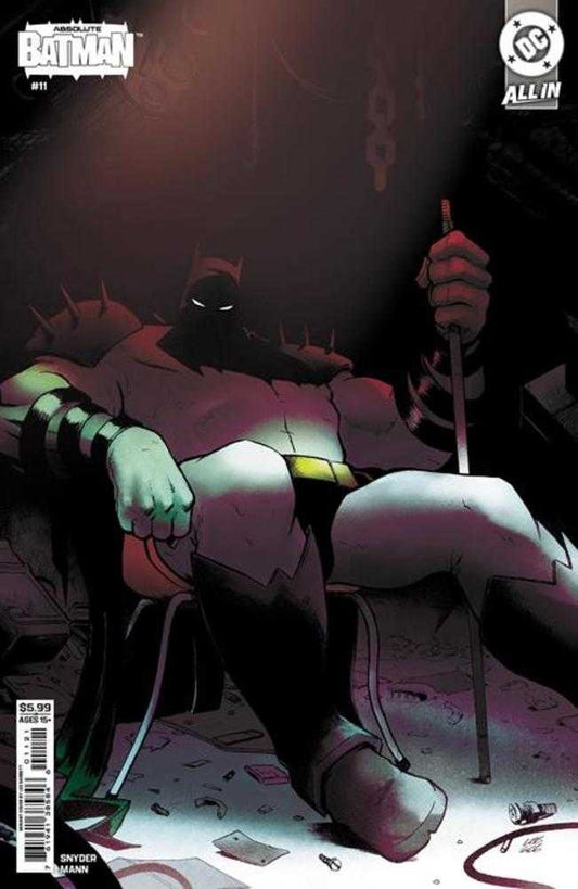 Comic book cover featuring a character in a dark suit with a cane, lying on the ground.