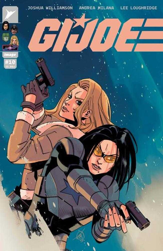 Comic book cover featuring two characters from G.I. Joe with a blue and white background.