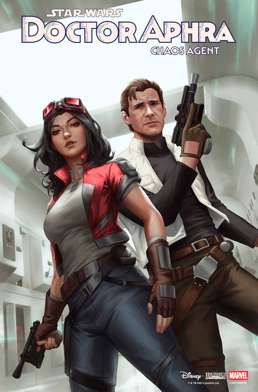 Comic book cover featuring two characters from 'Star Wars: Doctor Aphra' in a futuristic setting.