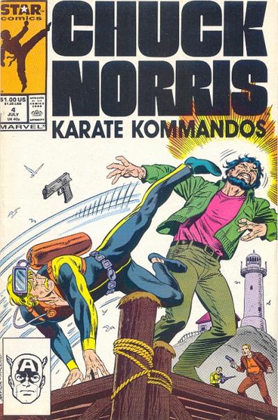 Comic book cover featuring Chuck Norris and Karate Kommandos with action poses and text.