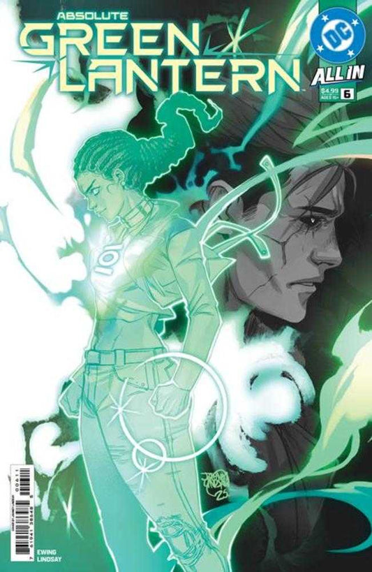 Comic book cover featuring two characters in green lantern costumes with a DC logo.