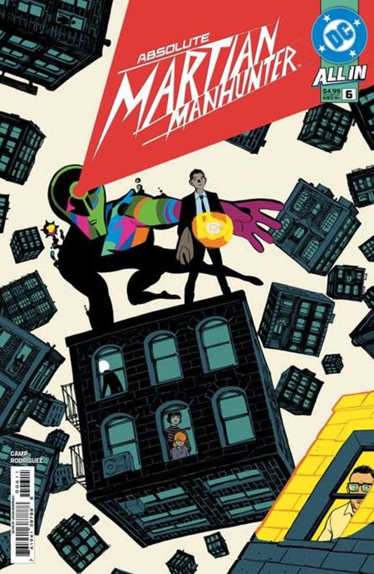 Comic book cover featuring Martian Manhunter and a cityscape