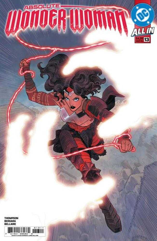 Comic book cover featuring Wonder Woman in a dynamic pose with red energy effects.