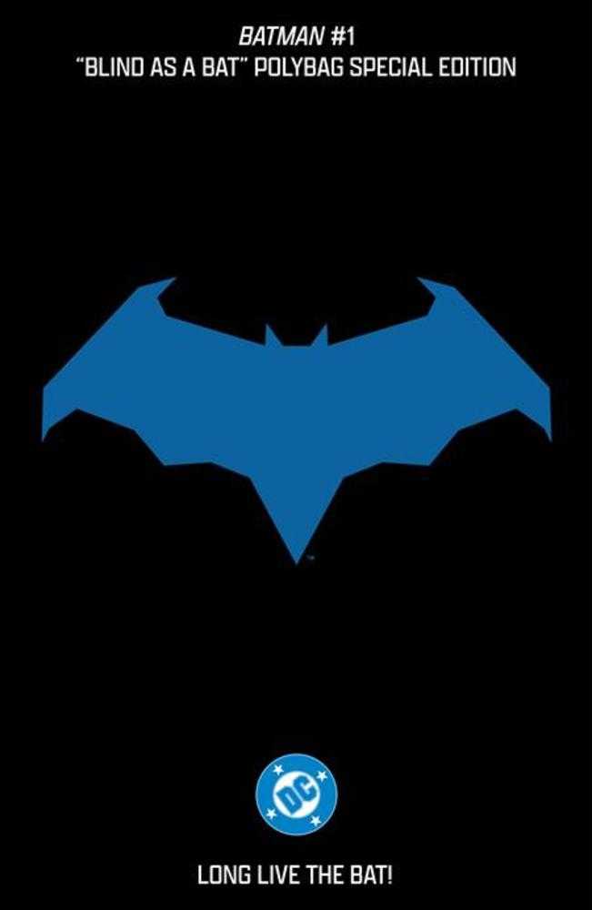 Batman logo on a black background with DC Comics logo at the bottom.