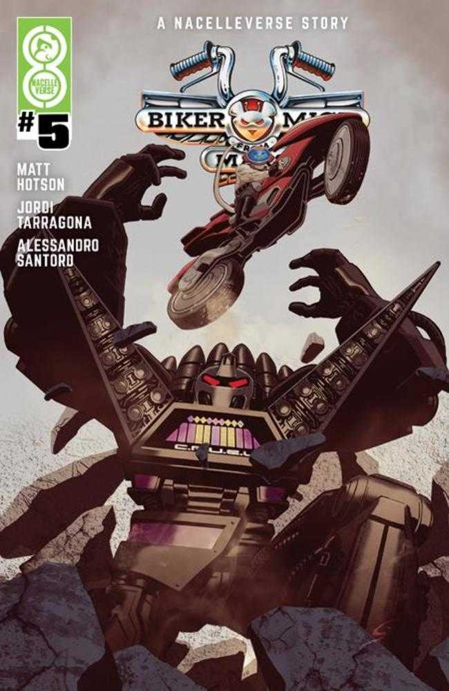 Comic book cover of 'Biker Mice from Mars' with a robot and motorcycle design.