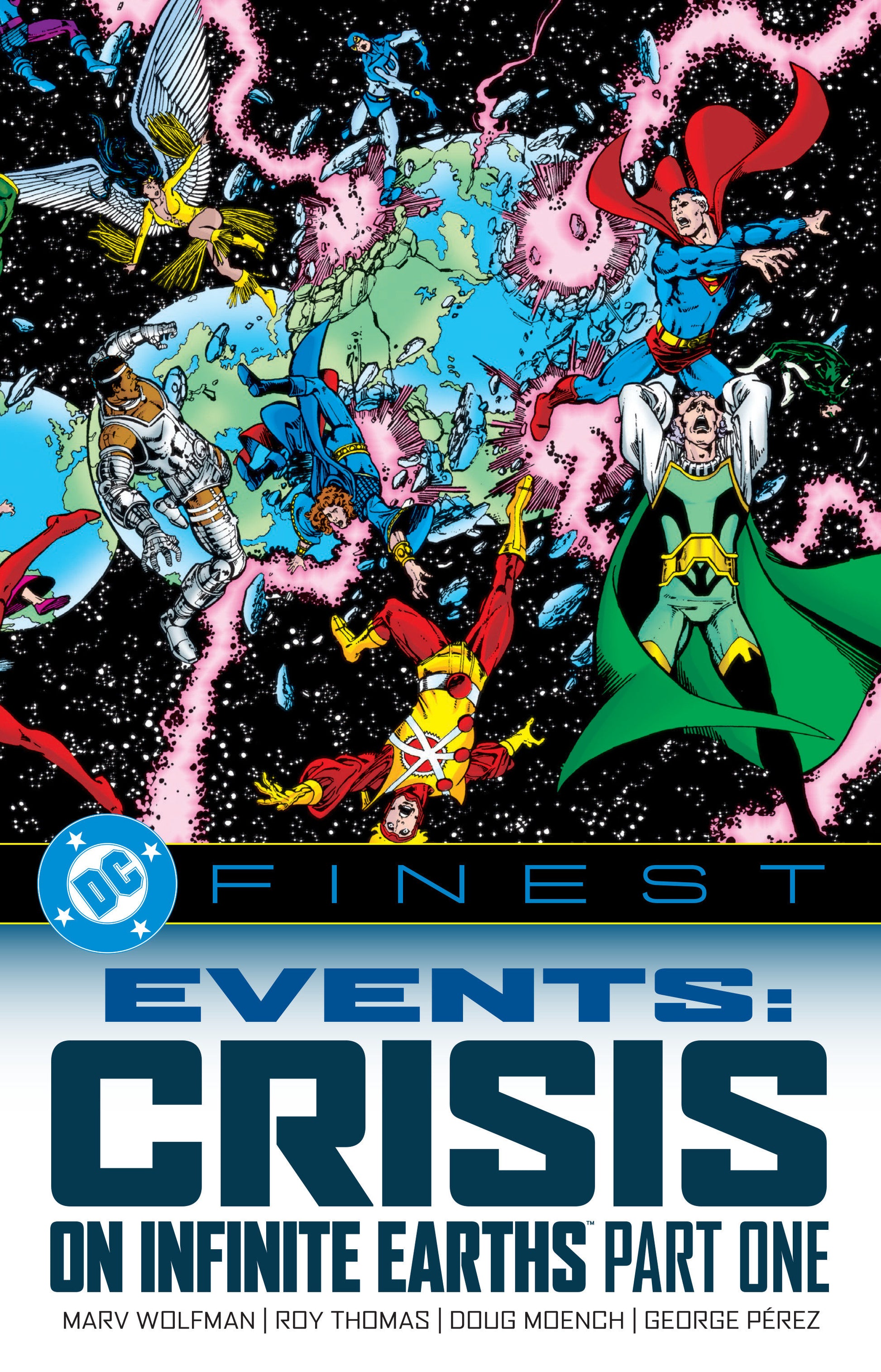 Comic book cover featuring DC superheroes with a colorful layout and 'DC Finest' logo.