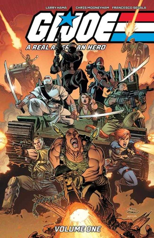 Comic book cover featuring G.I. Joe characters with a fiery background