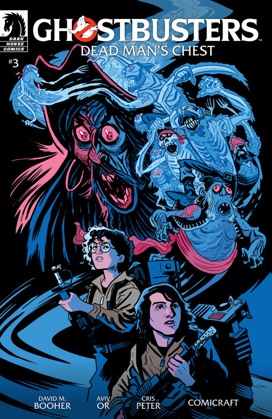Comic book cover of 'Ghostbusters: Dead Man's Chest' featuring characters and monsters.