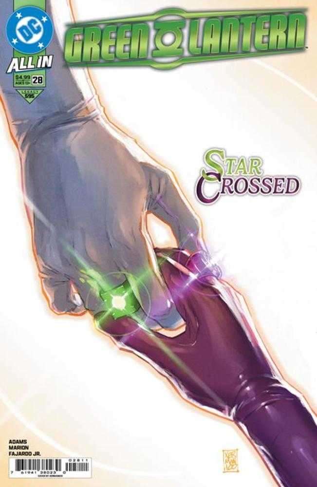 Comic book cover featuring a hand holding a green lantern ring with 'Star Crossed' text.