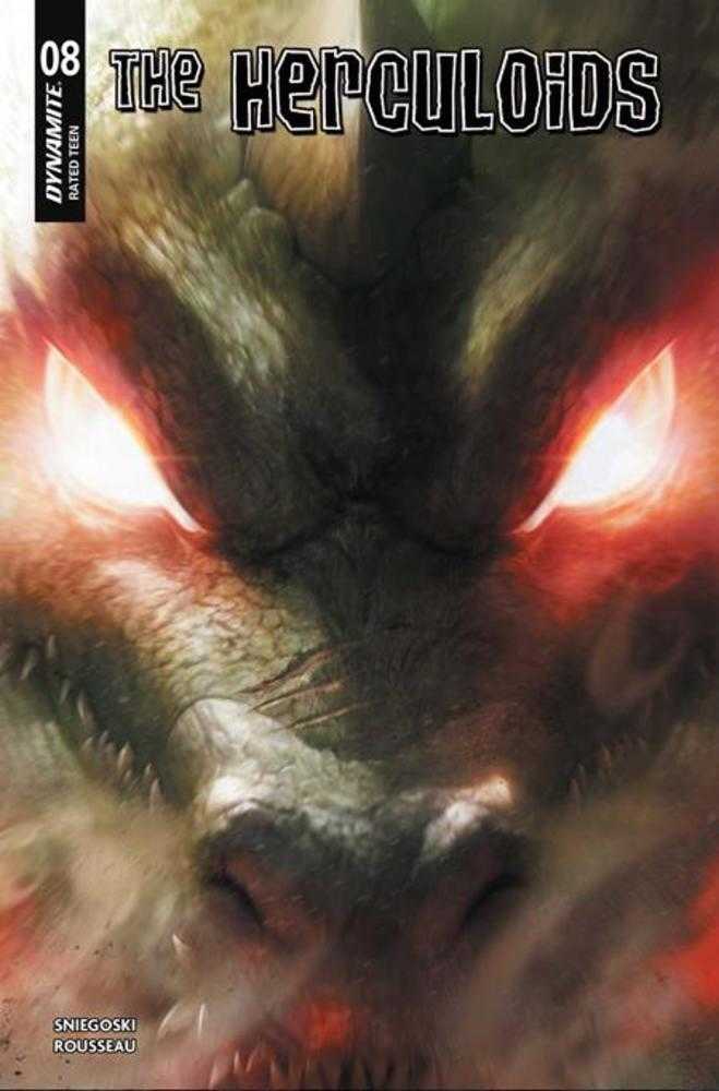 Comic book cover of 'The Herculoids' with a close-up of a creature's face.