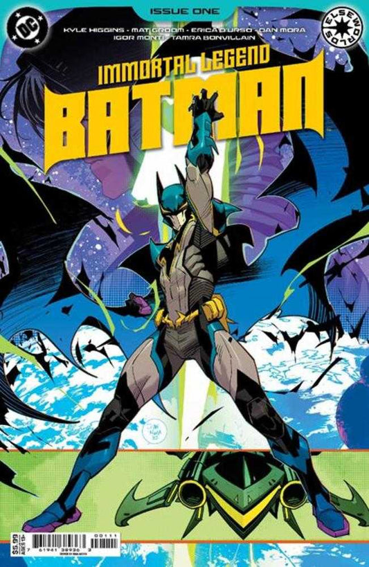 Comic book cover of 'Immortal Legend Batman' with superhero in action pose.