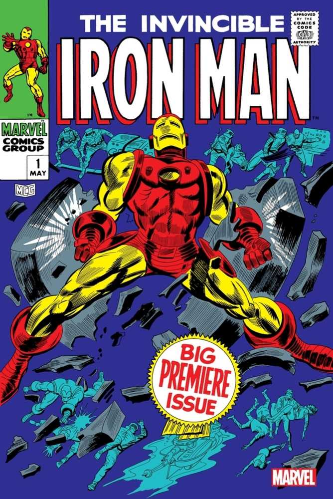 Comic book cover featuring Iron Man with 'The Invincible Iron Man' title and Marvel logo.