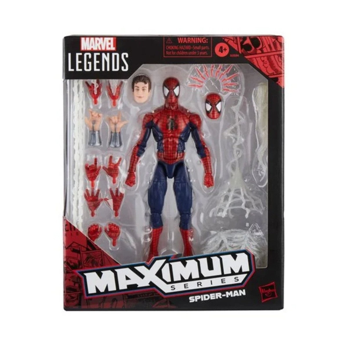 Marvel Legends Maximum Series Spider-Man action figure packaging on a white background