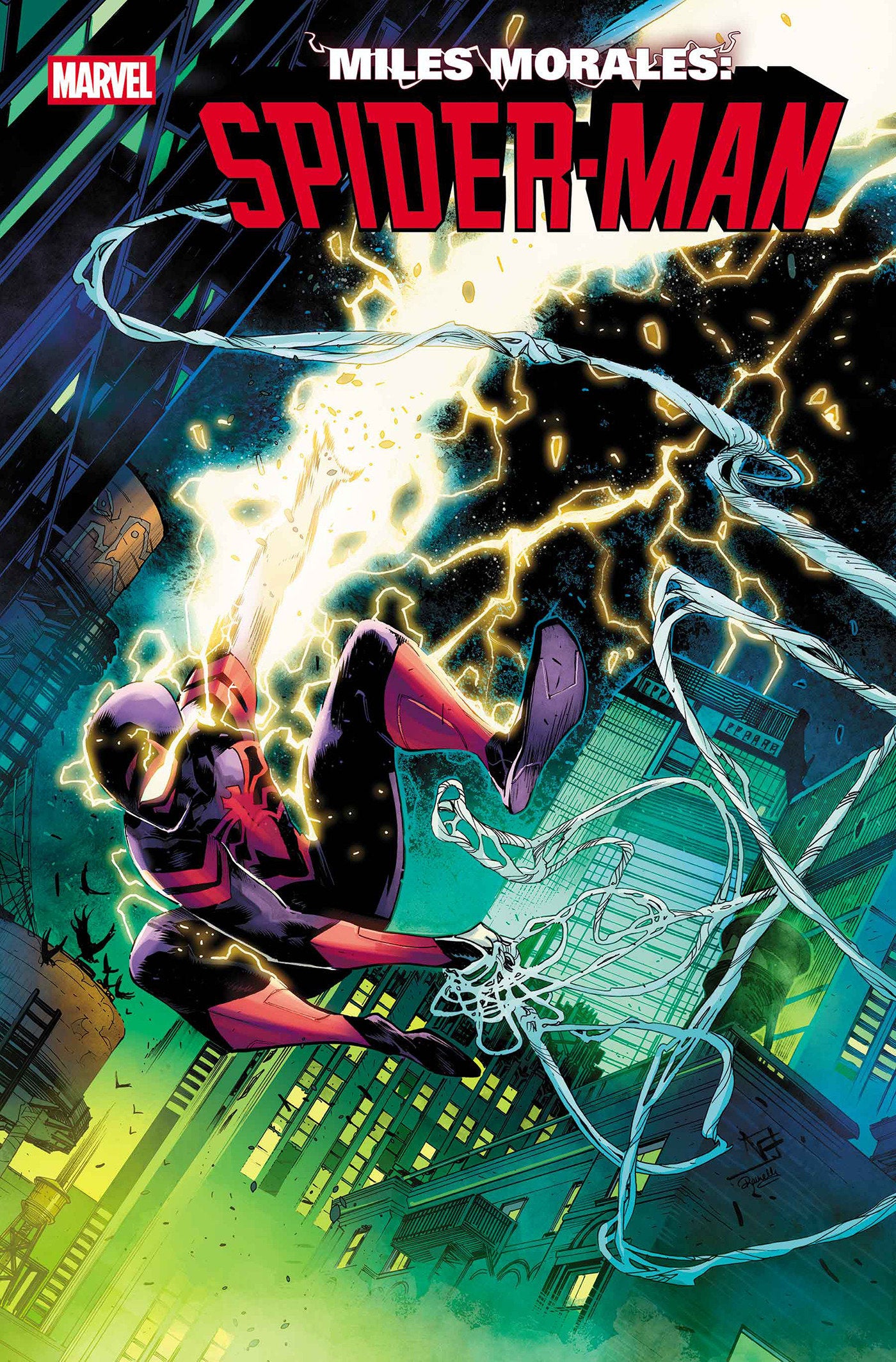 Comic book cover featuring Spider-Man in action with a cityscape background