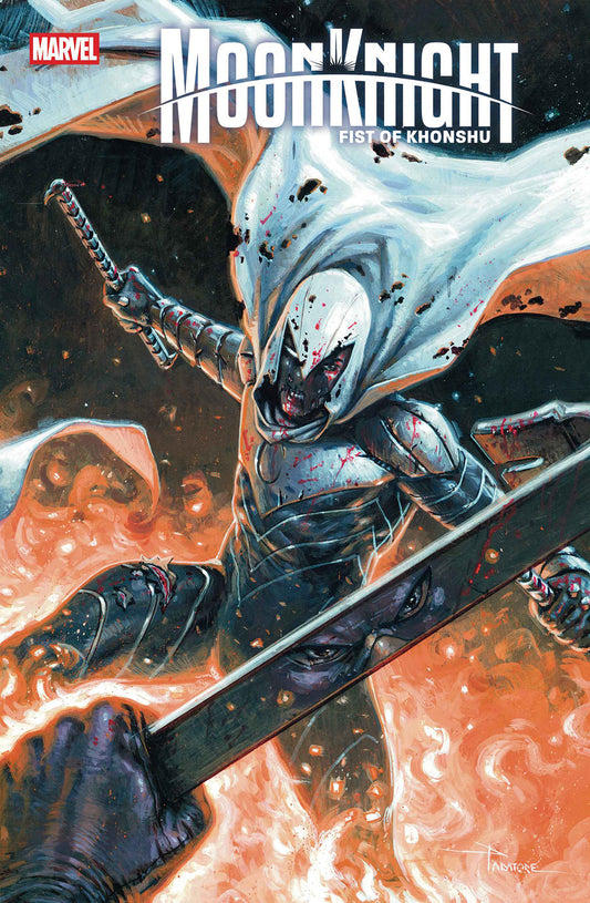 Comic book cover featuring a character in a dynamic pose with 'Moon Knight' and 'Marvel' branding.