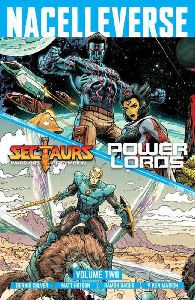 Comic book cover featuring characters from 'Nacelleverse' with 'Sectaurs' and 'Power Lords'.
