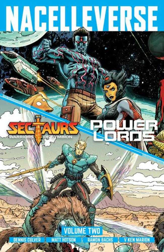 Comic book cover featuring characters from 'Nacelleverse' with 'Sectaurs' and 'Power Lords'.