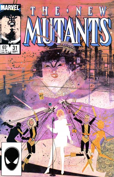 Comic book cover of 'The New Mutants' with stylized characters and vibrant colors.