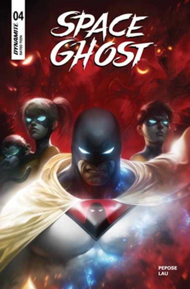 Comic book cover featuring Space Ghost with a red and black background