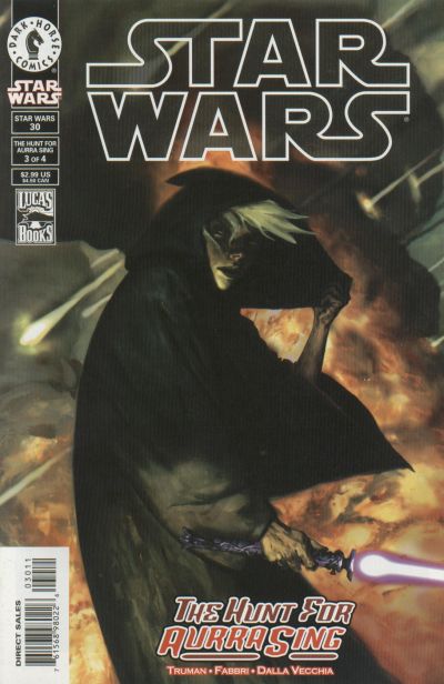 Comic book cover of Star Wars featuring a character in a dark robe with a lightsaber.