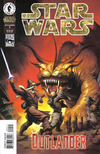 Comic book cover of 'Star Wars: Outlander' featuring a creature and characters.