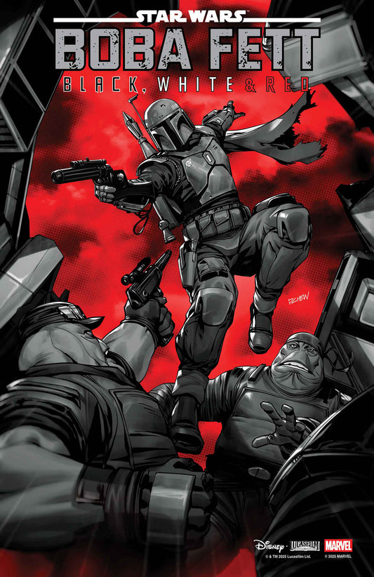 Comic book cover featuring Boba Fett in a dynamic pose with a red background