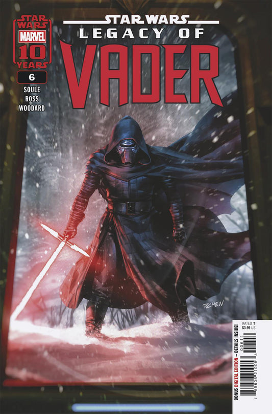 Comic book cover of 'Star Wars: Legacy of Vader' featuring Kylo Ren with a red lightsaber.