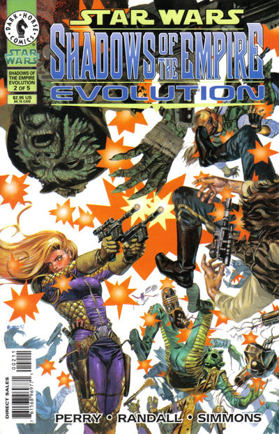 Comic book cover of 'Star Wars: Shadows of the Empire Evolution' with characters and text.