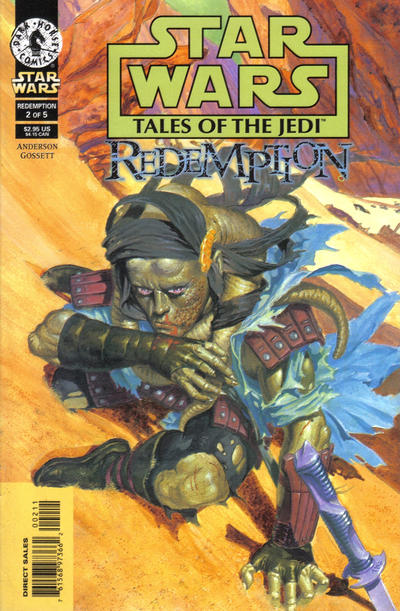 Comic book cover of 'Star Wars: Tales of the Jedi - Redemption' featuring a character with a staff.