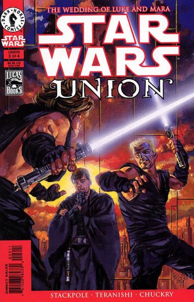 Comic book cover of 'Star Wars Union' featuring characters with lightsabers.