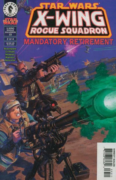 Comic book cover of 'Star Wars: X-Wing Rogue Squadron' featuring soldiers with weapons.