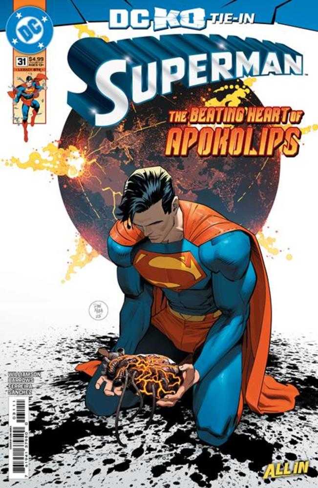Superman comic book cover with 'The Bending Heart of Apokolips' text