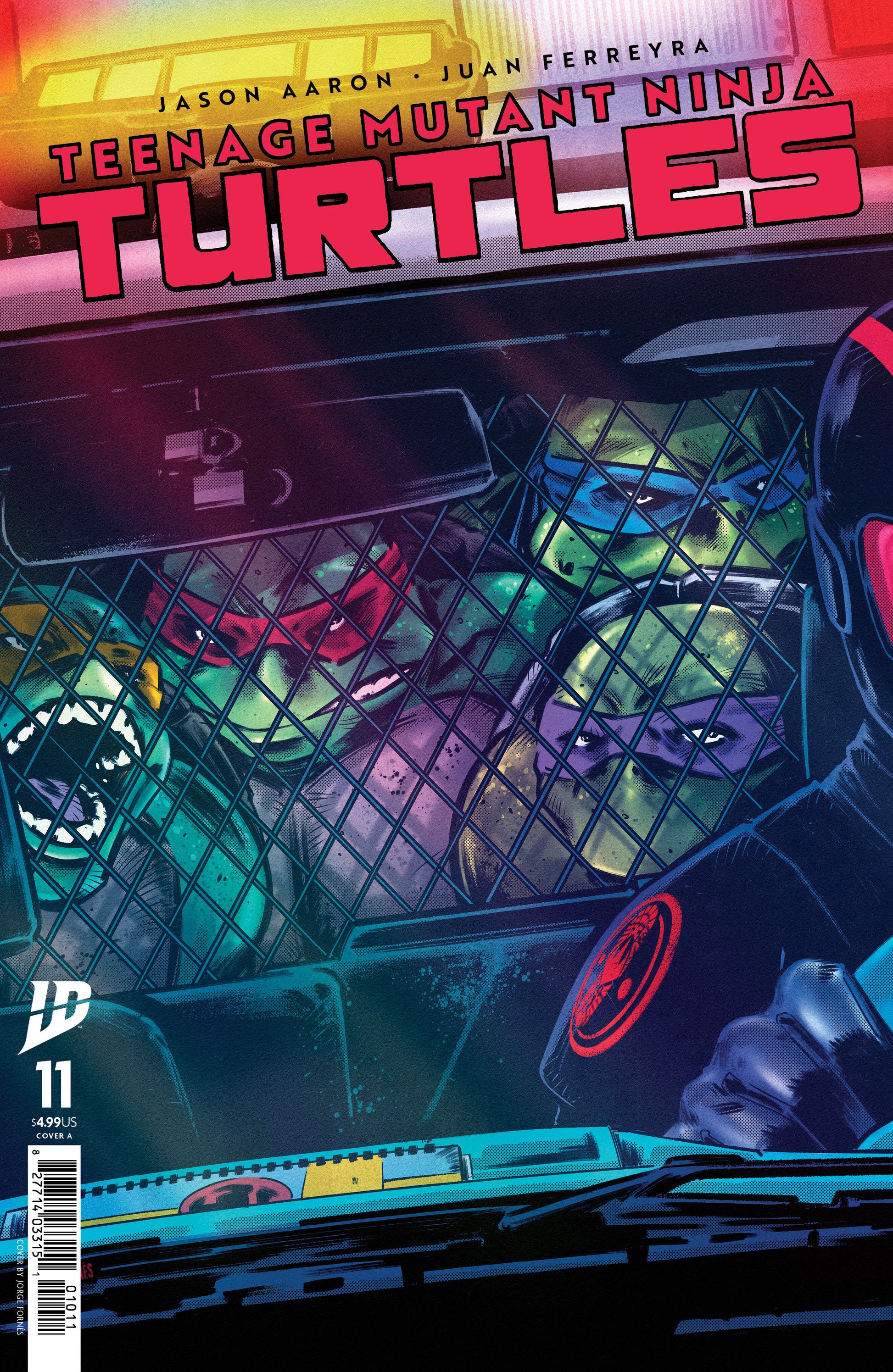 Comic book cover featuring Teenage Mutant Ninja Turtles with a dark, urban background.
