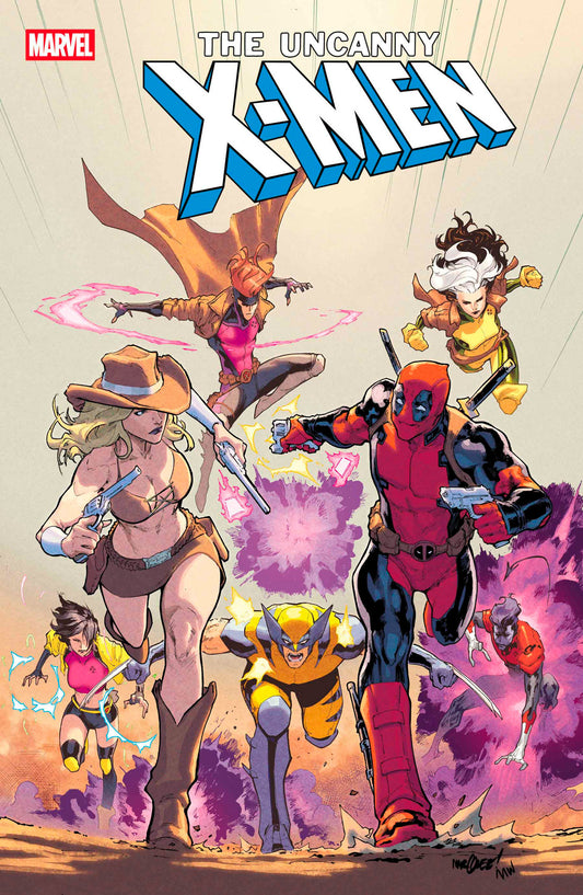 Comic book cover featuring X-Men characters with a colorful background