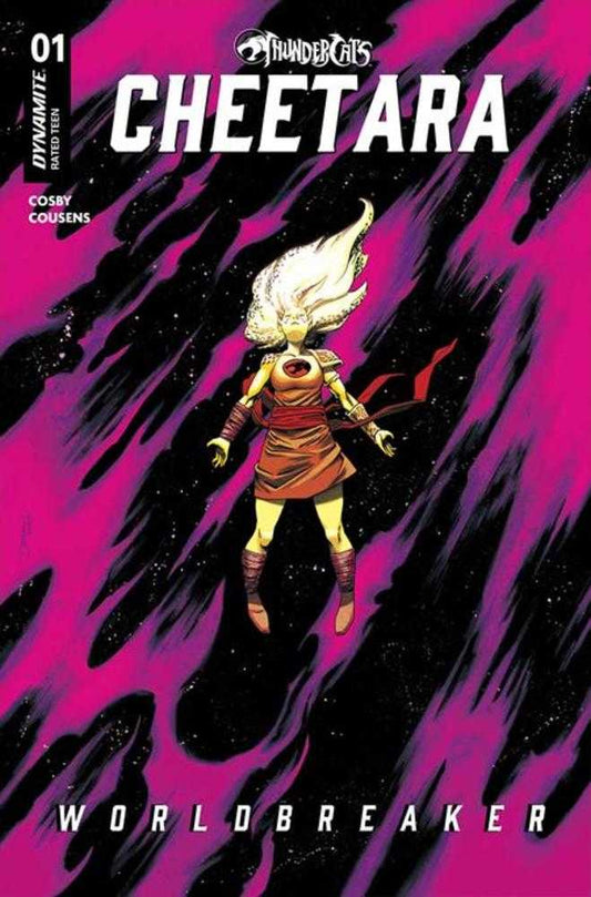 Comic book cover of 'Cheetara' with a character on a pink and black background