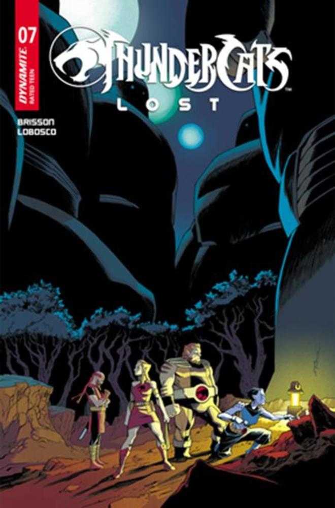 Comic book cover of 'ThunderCats Lost' with characters in a dark, forested area.