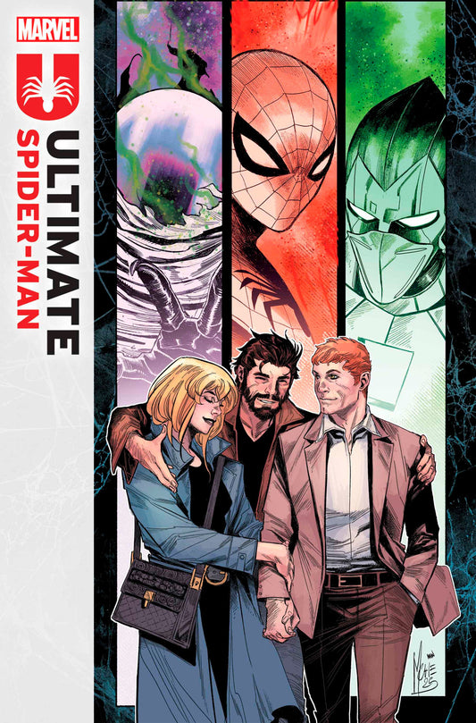 Comic book cover featuring characters from 'Ultimate Spider-Man' with Marvel logo.
