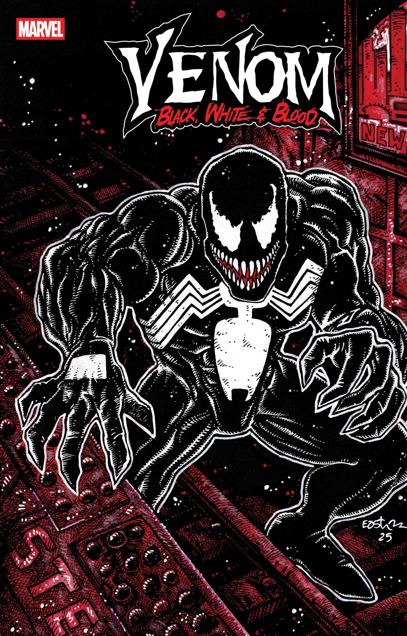 Comic book cover featuring Venom with a red and black color scheme.